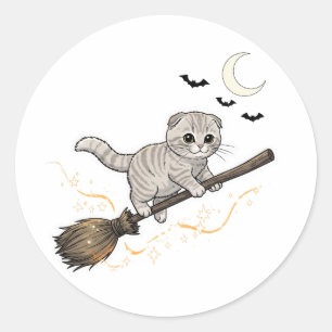 Adesivo Redondo Broomstick Fold - Dobra escocesa e gordinha para o