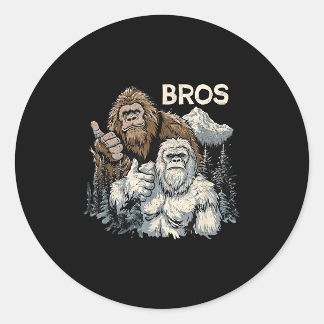 Adesivo Redondo Bros Bigfoot E Irmãos Yeti Sasquatch Awe (Frente)