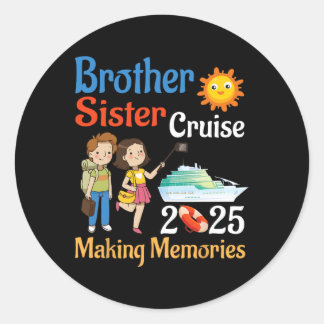 Adesivo Redondo Brother And Sister Cruise 2025 Trip Making Memorie