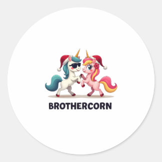 Adesivo Redondo Brother-corn Unicorn Matching Family Pajama Christ