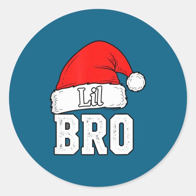 Adesivo Redondo Brother Lil Bro Santa Hat Christmas Little Brother (Frente)