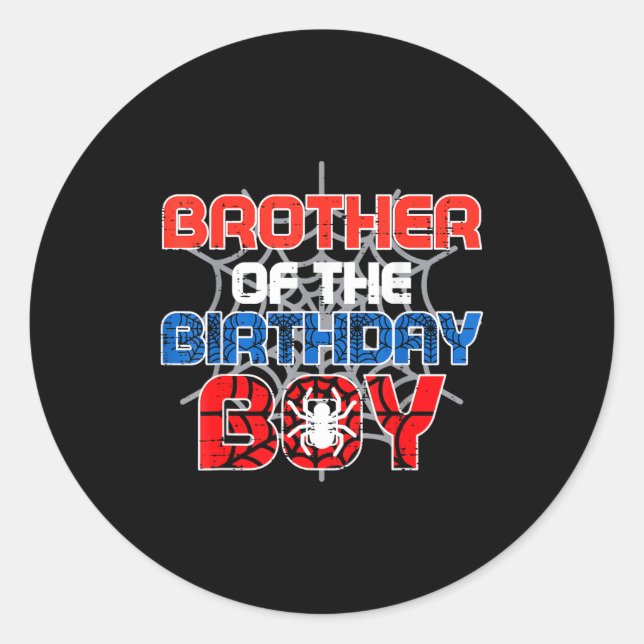 Adesivo Redondo Brother Of Birthday Boy Sder Family Bday Party Boy (Frente)