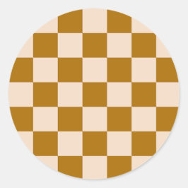 Adesivo Redondo Brown and beige checkerboard pattern