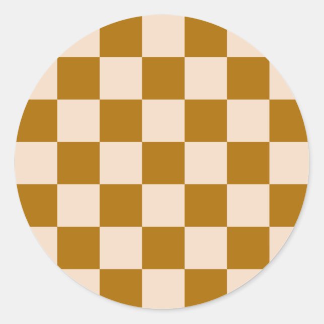 Adesivo Redondo Brown and beige checkerboard pattern (Frente)