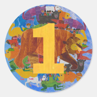 Adesivo Redondo Brown Bear 1st Birthday Sticker