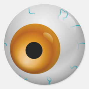 Adesivo Redondo Brown Bloodshot Zombie Eyeball Halloween