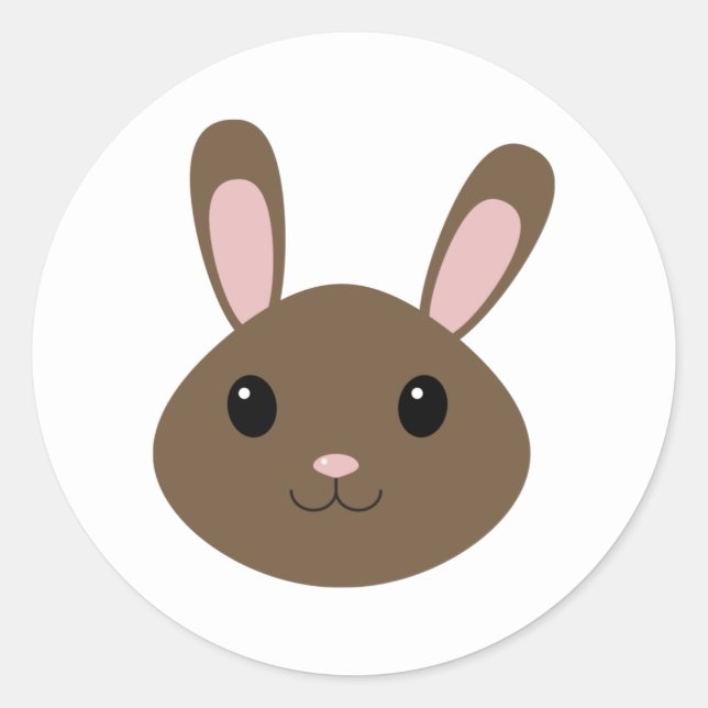 Adesivo Redondo Brown Bunny Adorável (Frente)