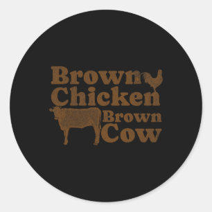 Adesivo Redondo Brown Chicken Brown Cow anos 70 Arco de Música Chi