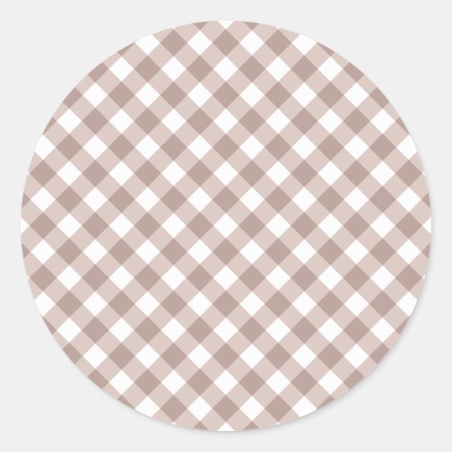 Adesivo Redondo Brown Gingham Pattern (Frente)