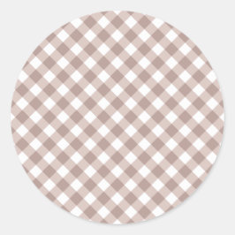 Adesivo Redondo Brown Gingham Pattern
