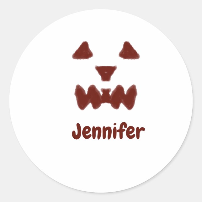 Adesivo Redondo Brown Halloween assustador queda rosto acrescentar (Frente)