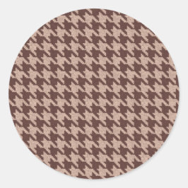 Adesivo Redondo Brown Houndstooth Preppy Classic Pattern