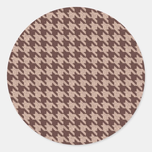 Adesivo Redondo Brown Houndstooth Preppy Classic Pattern (Frente)