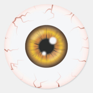 Adesivo Redondo Brown Iris Eyeball Assustador Olho De Halloween De