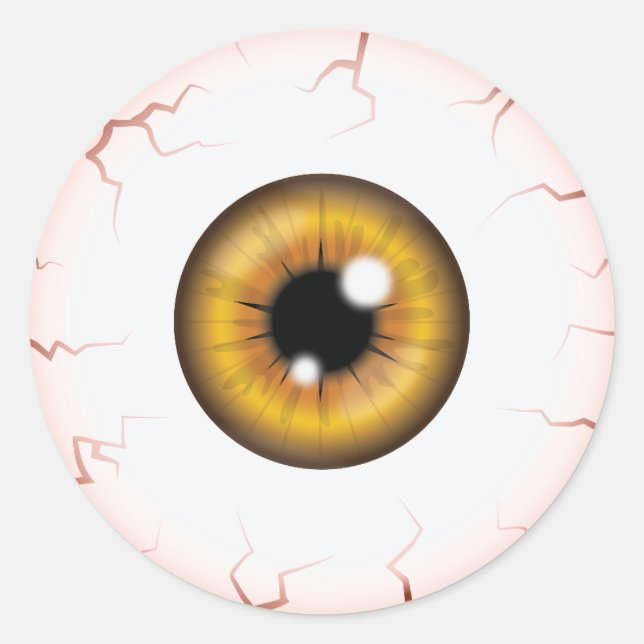 Adesivo Redondo Brown Iris Eyeball Assustador Olho De Halloween De (Frente)