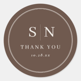Adesivo Redondo Brown Minimal and Chic | Wedding Initial
