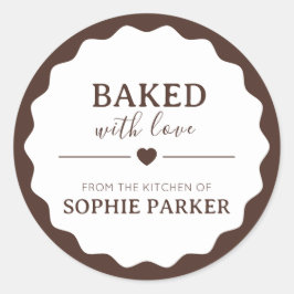 Adesivo Redondo Brown Minimal  Baked With Love Scallop Sticker