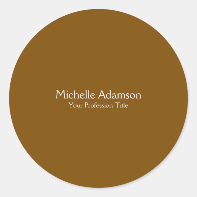 Adesivo Redondo Brown Professional Plain Modern (Frente)