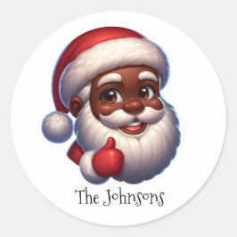 Adesivo Redondo Brown Santa Christmas Stickers – Sheet of 20