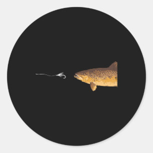 Adesivo Redondo Brown Trout Pesca Gancho Pescador Anglas Homens Mu