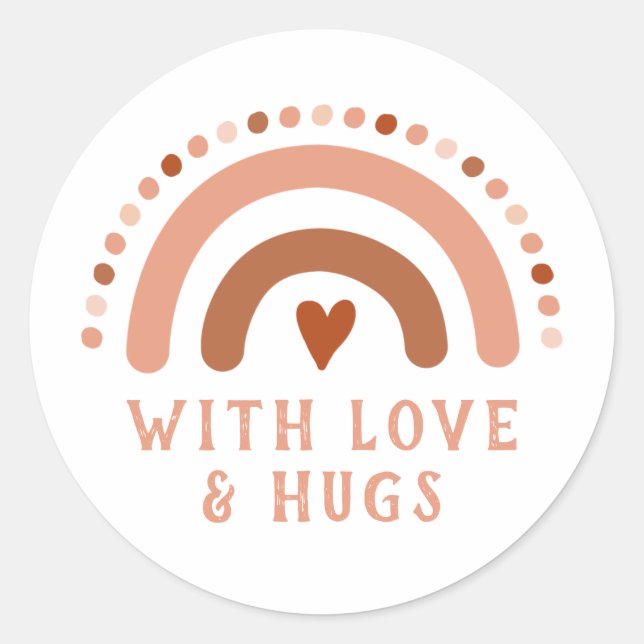 Adesivo Redondo Brown Warn Rainbow Heart Spots  Business Card (Frente)