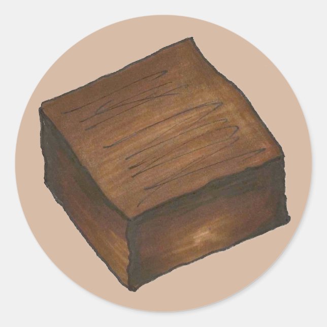 Adesivo Redondo Brownie Assar vende chocolate cozido (Frente)