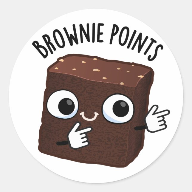 Adesivo Redondo Brownie Points Funny Snack Pun  (Frente)