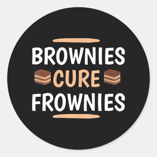 Adesivo Redondo Brownies Engraçados Curam Cupcakes de Frownies (Frente)