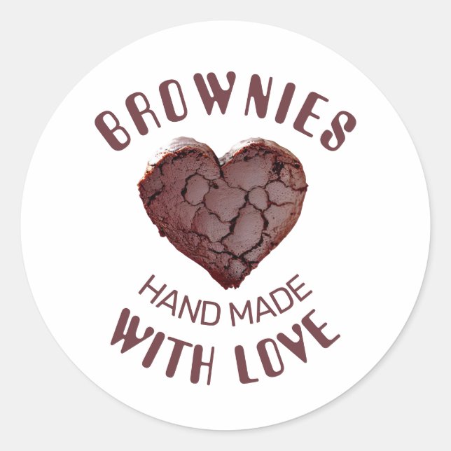 Adesivo Redondo Brownies feitos à mão com amor (Frente)