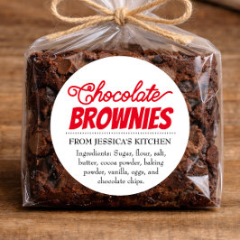 Adesivo Redondo Brownies Personalizados Caseiros rótulo CK009brrd