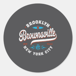 Adesivo Redondo Brownsville Brooklyn Nova York Gráfico Vintage Ret