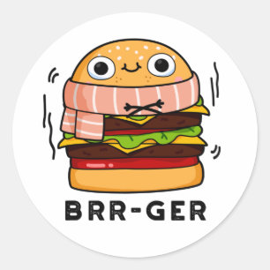 Adesivo Redondo Brr-ger Funny Congelando Burger Pun