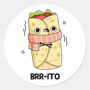 Adesivo Redondo Brr-ito Funny Congelando Burrito Frio