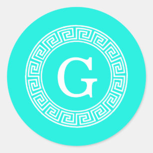 Adesivo Redondo Brt Aqua What Grego - Quadro-chave Grego - Monogra