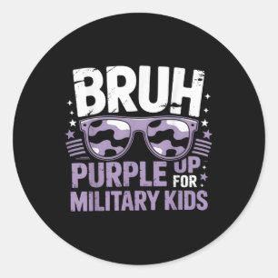 Adesivo Redondo Bruce Roxo Para Crianças Militares Filho Militar M
