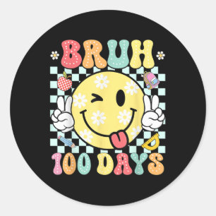 Adesivo Redondo Bruh 100 Dias De Escola 100º Dia De Sorriso Escola