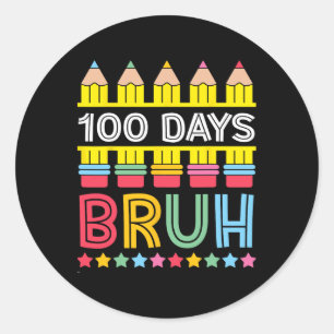 Adesivo Redondo Bruh 100 Dias De Lápis Escolares 100º Dia Da Escol