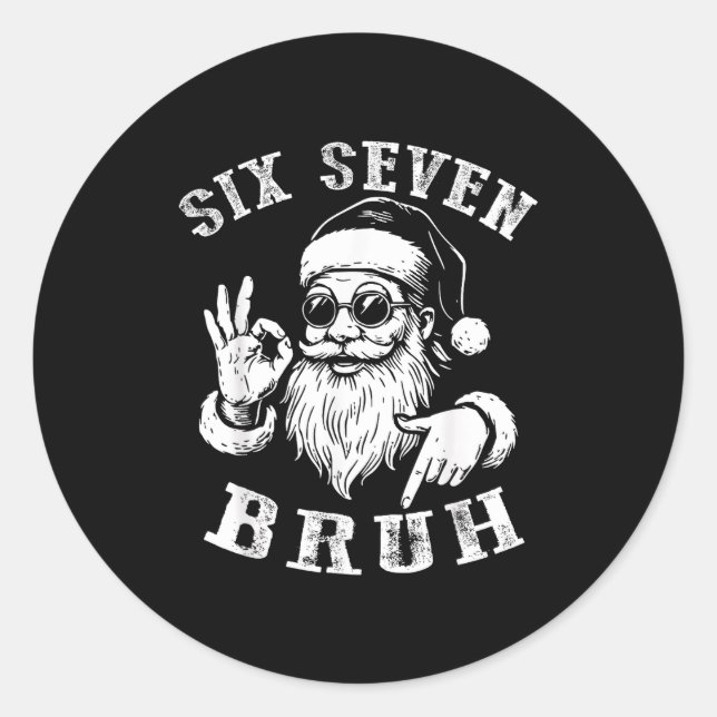 Adesivo Redondo Bruh 67 Christmas Santa Six Seven 6 7 Boys Christm (Frente)