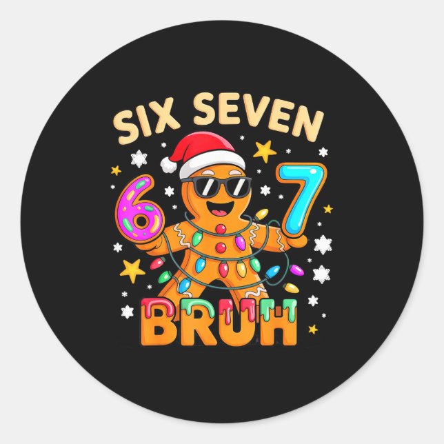 Adesivo Redondo Bruh 67 Christmas Six Seven Gingerbreadman Boys 6  (Frente)