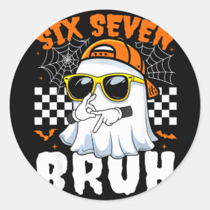 Adesivo Redondo Bruh 67 halloween engraçado seis sete meme brainro