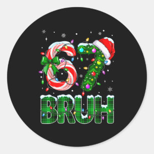 Adesivo Redondo Bruh 67 Seis Sete 6 7 Meme Árvore de Natal Candy C