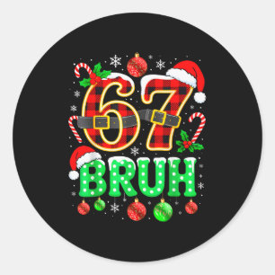 Adesivo Redondo Bruh 67 Seis Sete 6 7 Meme Natal Engraçado Menino 