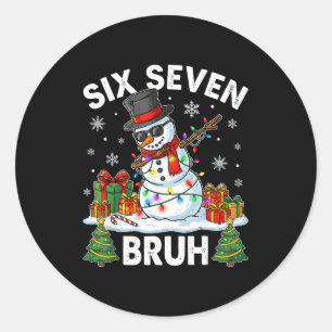 Adesivo Redondo Bruh 67 Seis Sete Boneco de Neve Dabbing Natal 6 7
