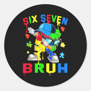 Adesivo Redondo Bruh 67 seis sete puzzle dabbing conscientização d