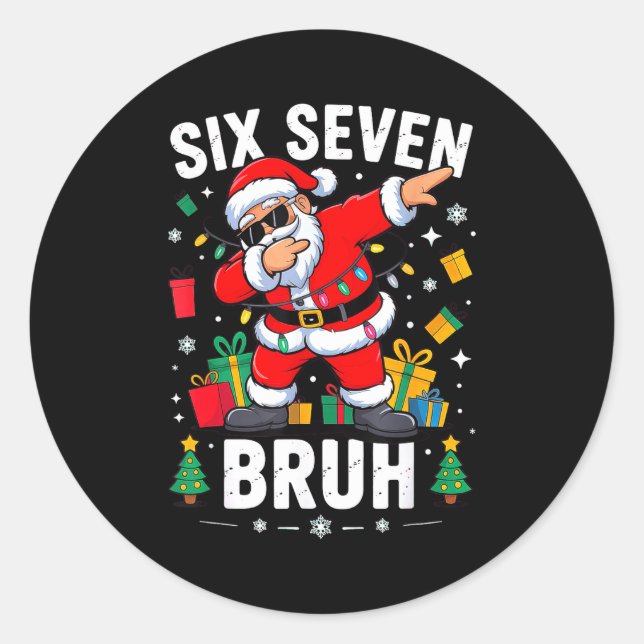 Adesivo Redondo Bruh 67 Six Seven Santa Dabbing Christmas  (Frente)