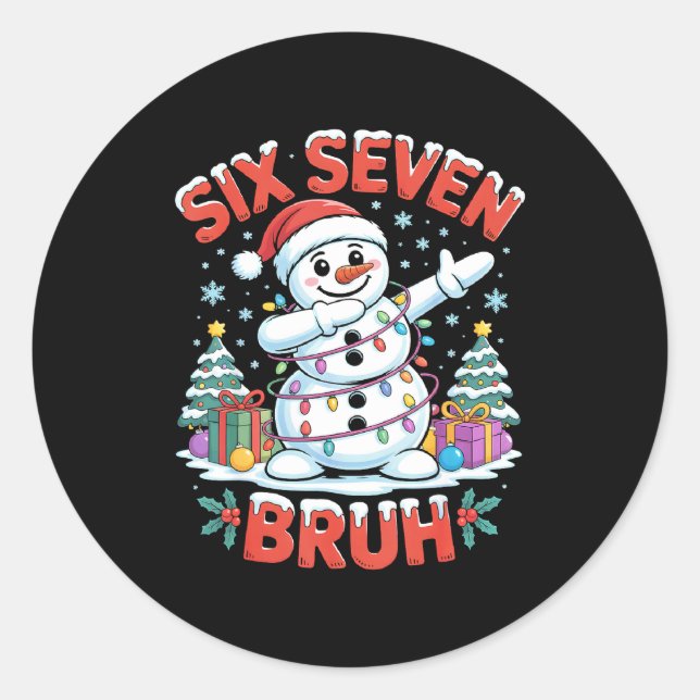 Adesivo Redondo Bruh 67 Six Seven Snowman Dabbing Christmas Shirts (Frente)