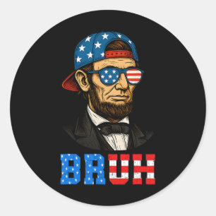 Adesivo Redondo Bruh Abraham Lincoln Patriótico 4 De Julho Menino