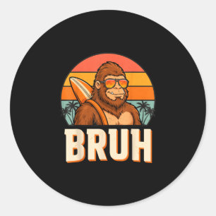 Adesivo Redondo Bruh bigfoot meme gráfico meninos homens engraçado