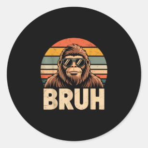 Adesivo Redondo Bruh bigfoot meme gráfico meninos homens engraçado