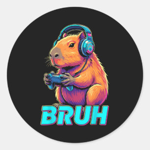 Adesivo Redondo Bruh Capivara Divertidos Jogos de Vídeo Capivaras